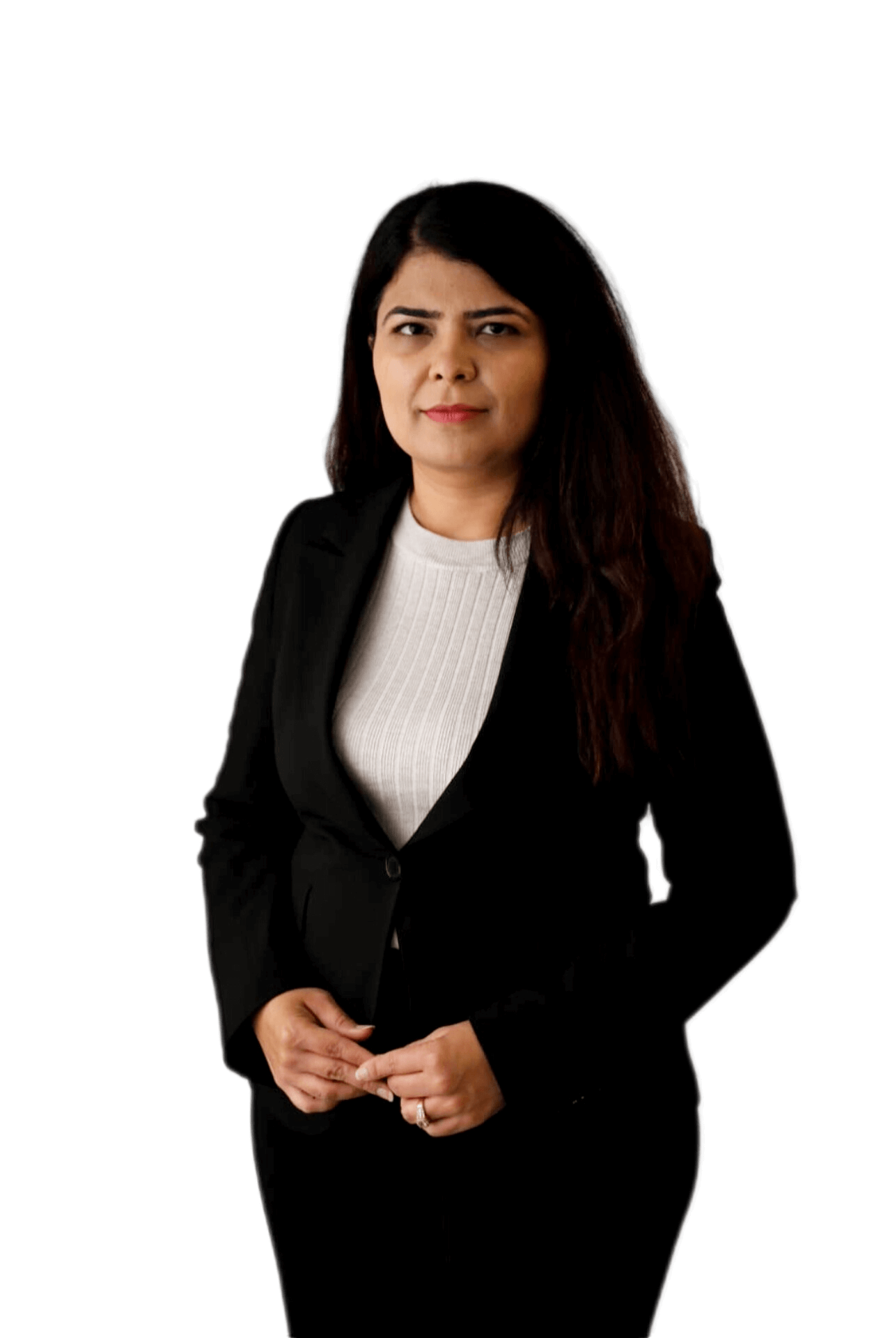 Aroob Qureshi Mortgage Broker standing wearing a professional suit